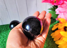 Load image into Gallery viewer, Genuine Black Obsidian Crystal Sphere Crystal Ball with sphere stand
