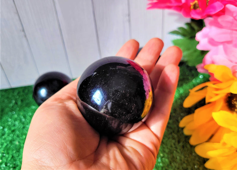 Black Obsidian Crystal Sphere Crystal Ball with sphere stand Healing Crystal Spheres Healing Stones Crystal Decor Protection Crystal