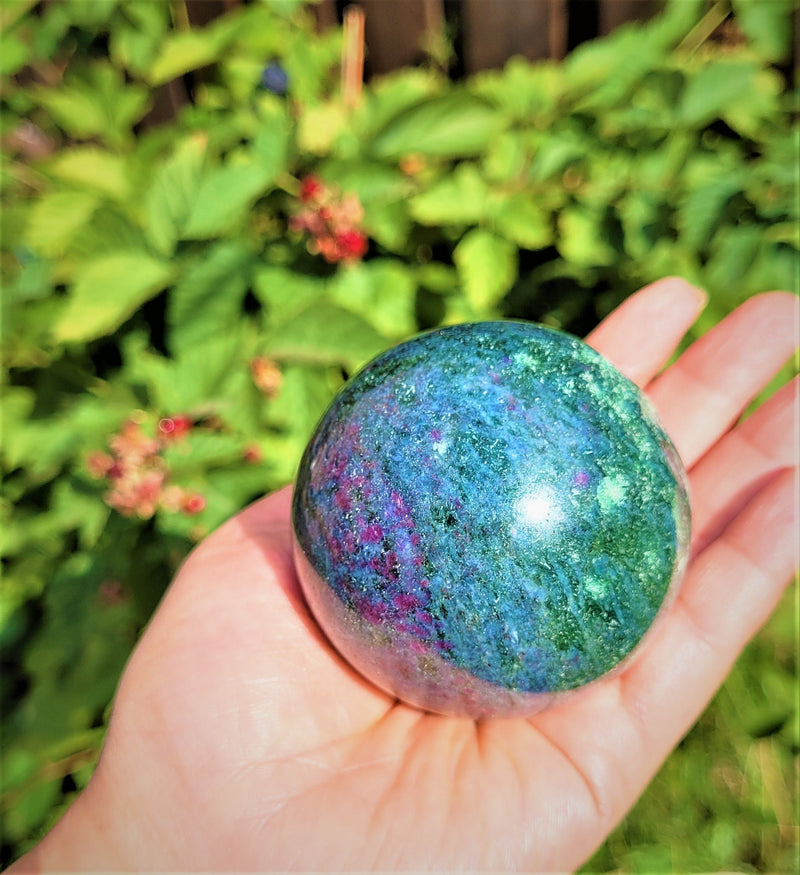 Large Crystal Sphere Crystal Ball with sphere stand Ruby Zoisite Healing Crystal Spheres Healing Stones Crystal Decor