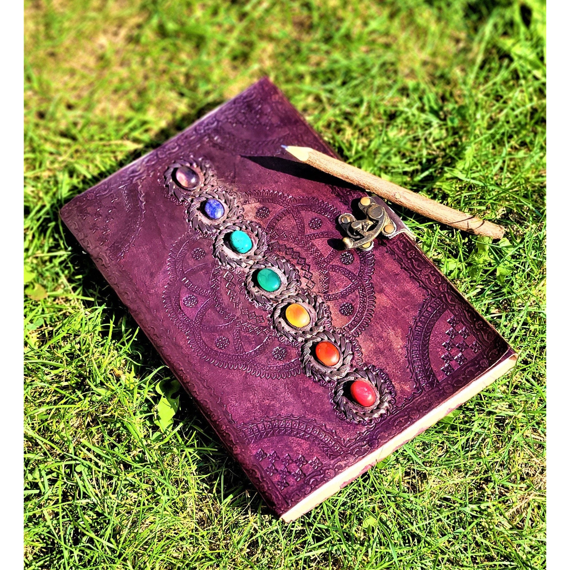 Huge 7 Chakra Leather Book - Jornaling - outlet Dairy - Manifesting - 10x13 (200 pages)