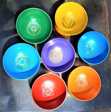 Load image into Gallery viewer, 7 Chakra Singing Bowl Set Box Meditation kit Yoga Reiki Chakra Balancing Chakra Healing Sound Bowls