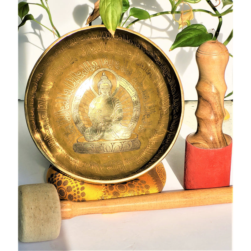14" Hand Hammered Tibetan Singing Bowl Buddha Bowl - Meditation Mindfulness Sound therapy - sevenzings