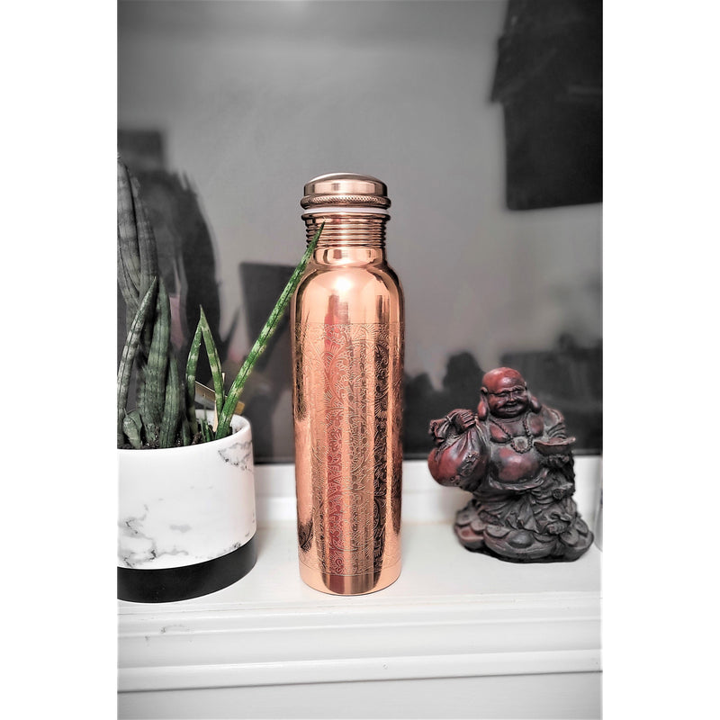 Copper Bottle - 1000 ml Water Bottle Self Care Healthy Living Wellness Yoga Bottle - sevenzings